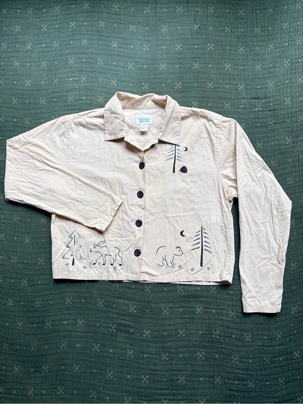 Christopher & Banks Beige Woodland Button-Front Women’s Cropped Jacket